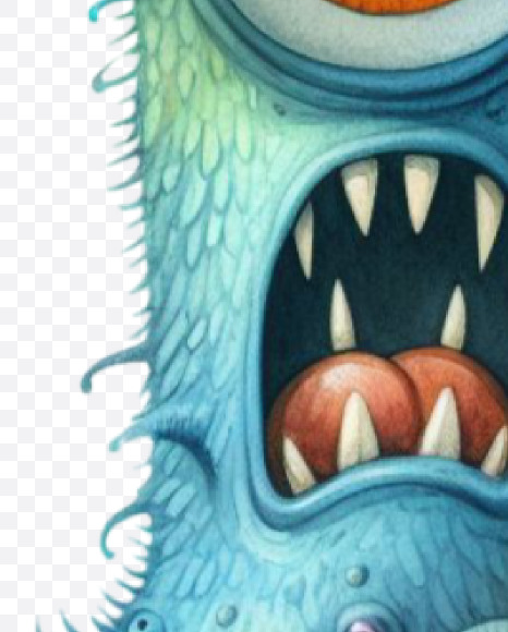 Letter U from Monster Watercolor alphabet on Yellow Images Creative Fonts - S84367