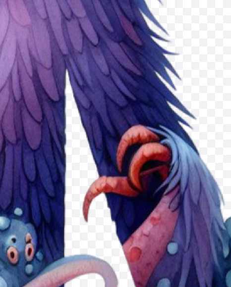 Letter M from Monster Watercolor alphabet on Yellow Images Creative Fonts - S84356