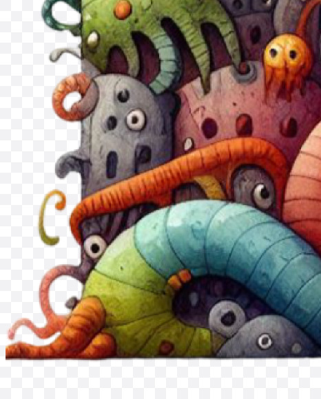 Letter L from Monster Watercolor alphabet on Yellow Images Creative Fonts - S84361