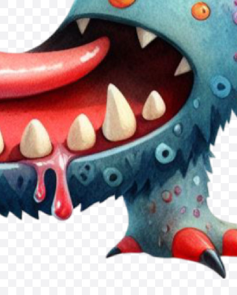 Letter O from Monster Watercolor alphabet on Yellow Images Creative Fonts - S84357