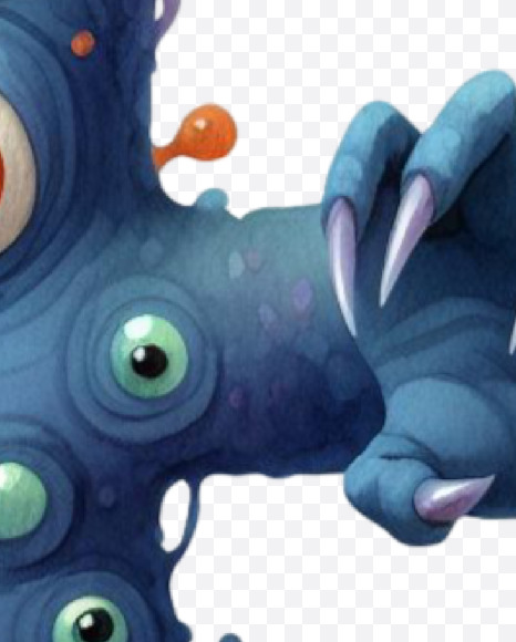 Letter E from Monster Watercolor alphabet on Yellow Images Creative Fonts - S84350