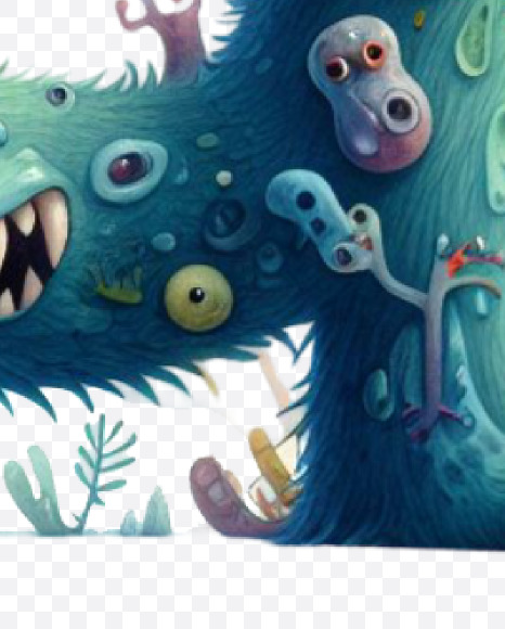 Letter G from Monster Watercolor alphabet on Yellow Images Creative Fonts - S84352