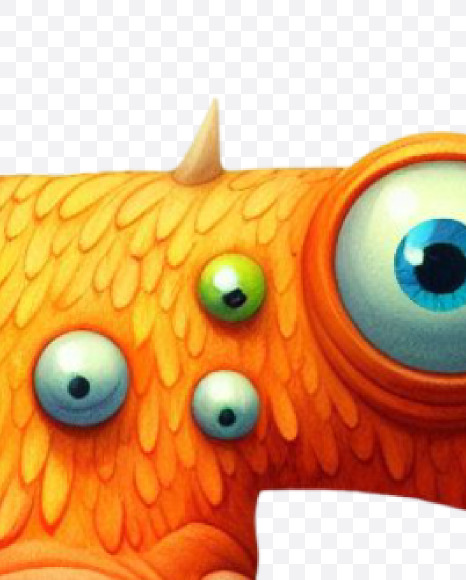 Letter D from Monster Watercolor alphabet on Yellow Images Creative Fonts - S84353