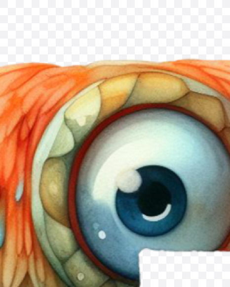 Letter R from Monster Watercolor alphabet on Yellow Images Creative Fonts - S84364