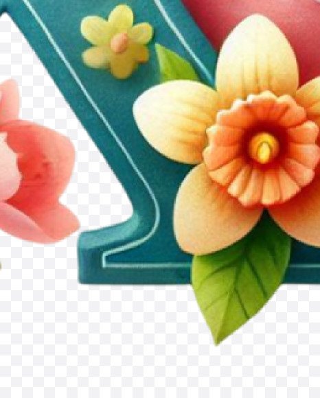 Letter X from Easter Watercolor Letters on Yellow Images Creative Fonts - S84422