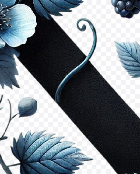 Letter N from Spring Blackberry Alphabet Letters on Yellow Images Creative Fonts - S84509