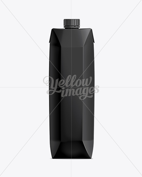 1L Black Juice Carton Box with Screw Cap Mockup