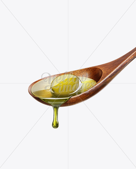 Wooden Spoon With Olive Oil and Olive