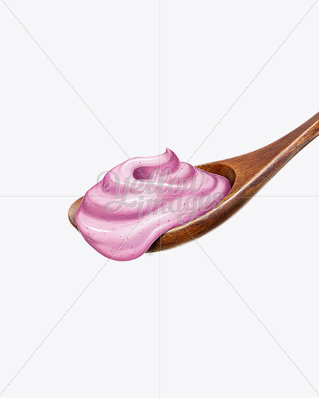Wooden Spoon With Strawberry Yoghurt