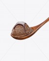 Wooden Spoon With Chocolate Ice Cream and Chocolate Syrup