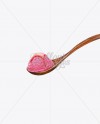 Wooden Spoon With Strawberry Ice Cream and Syrup Topping