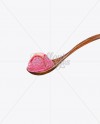 Wooden Spoon With Strawberry Ice Cream and Syrup Topping