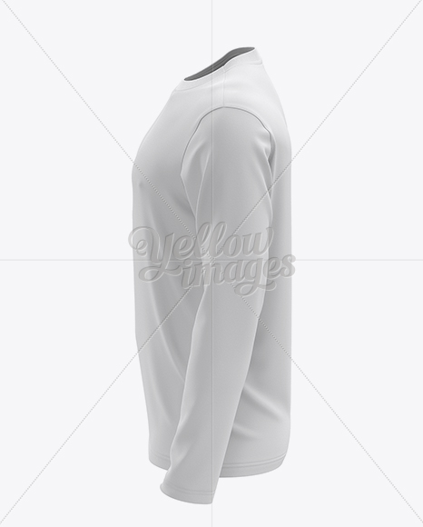 Mens Long Sleeve T-Shirt HQ Mockup - Side View