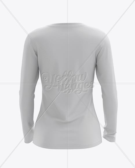 Womens Long Sleeve T-Shirt HQ Mockup - Back View