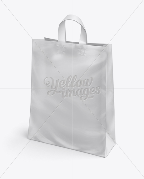 Plastic Shopping Bag w/ Loop Handles Mockup - Half Side View