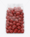 Clear Plastic Bag With Red Chocolate Dragee Mockup