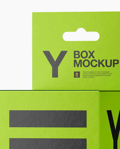 Textured Paper Box with Hang Tab Mockup - Half Side View