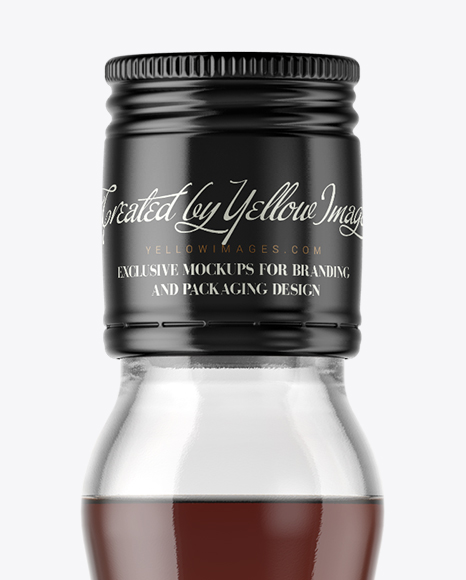 Clear Glass Bottle with Black Rum Mockup