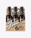 Kraft Paper 6 Pack Amber Bottle Carrier Mockup - Front View