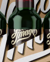 Kraft Paper 6 Pack Green Bottle Carrier Mockup - Front View