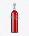 Clear Glass Bottle with Red Liquor Mockup