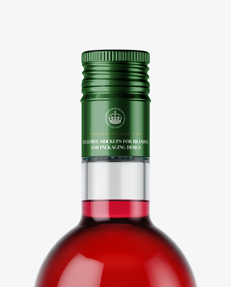 Clear Glass Bottle with Red Liquor Mockup