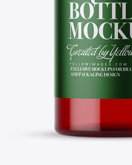 Clear Glass Bottle with Red Liquor Mockup