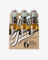Kraft Paper 6 Pack Clear Bottle Carrier Mockup - Front View