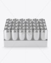 Transparent Pack with 24 Aluminium Cans Mockup - Front View (High-Angle Shot)