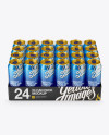 Transparent Pack with 24 Aluminium Cans Mockup - Front View (High-Angle Shot)