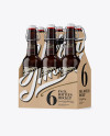 Kraft Paper 6 Pack Amber Bottle Carrier Mockup - Half Side View