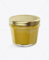 Glass Jar with Mustard Mockup - Halfside View