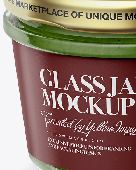 Glass Jar with Pesto Sauce Mockup - Halfside View