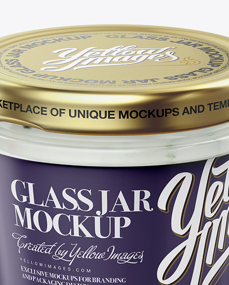 Glass Jar with Tartar Sauce Mockup - Halfside View - Free Download