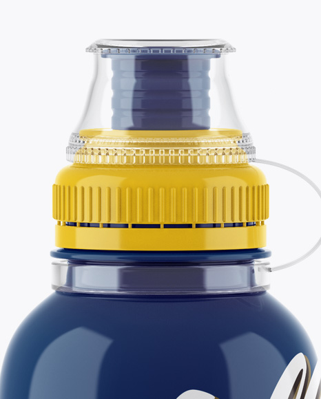 Glossy PET Bottle With Sport Cap Mockup