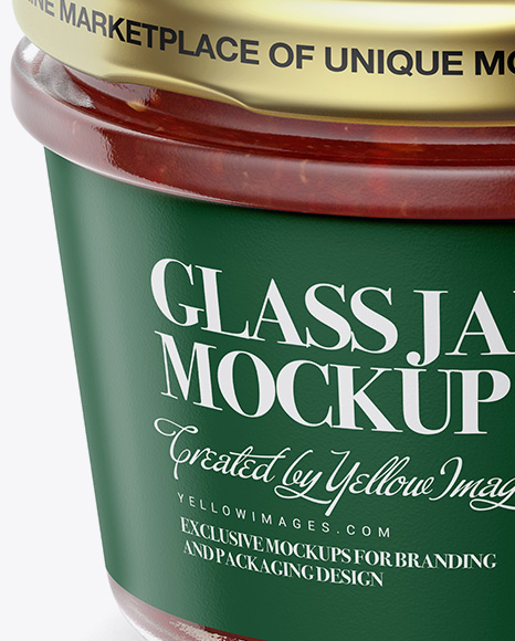 Glass Jar with Salsa Sauce Mockup - Halfside View