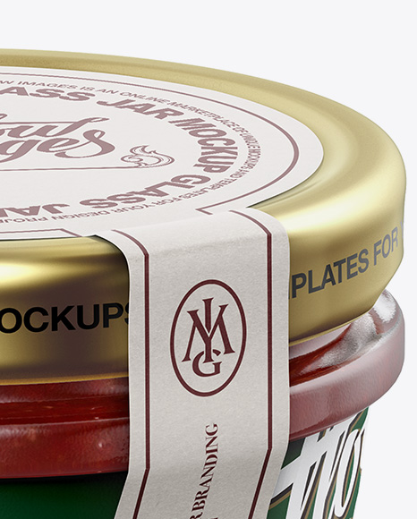 Glass Jar with Salsa Sauce Mockup - Halfside View