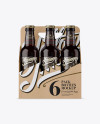 Kraft Paper 6 Pack Amber Bottle Carrier Mockup - Front View