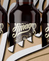 Kraft Paper 6 Pack Amber Bottle Carrier Mockup - Front View