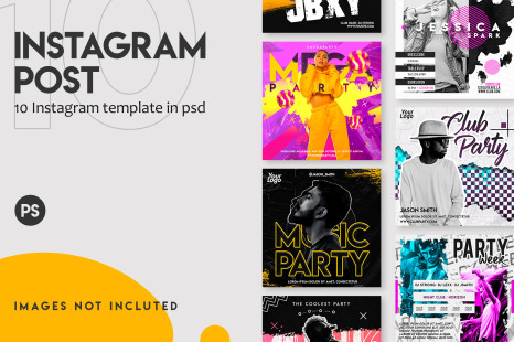 10 Music festival instagram post template set - Trend market