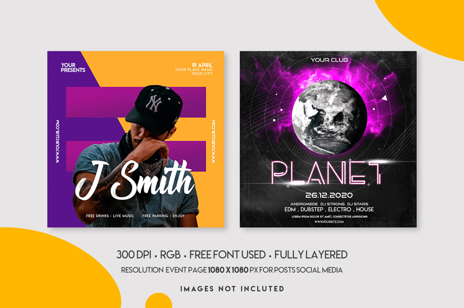 10 Music festival instagram post template set 10 Music festival instagram post template set