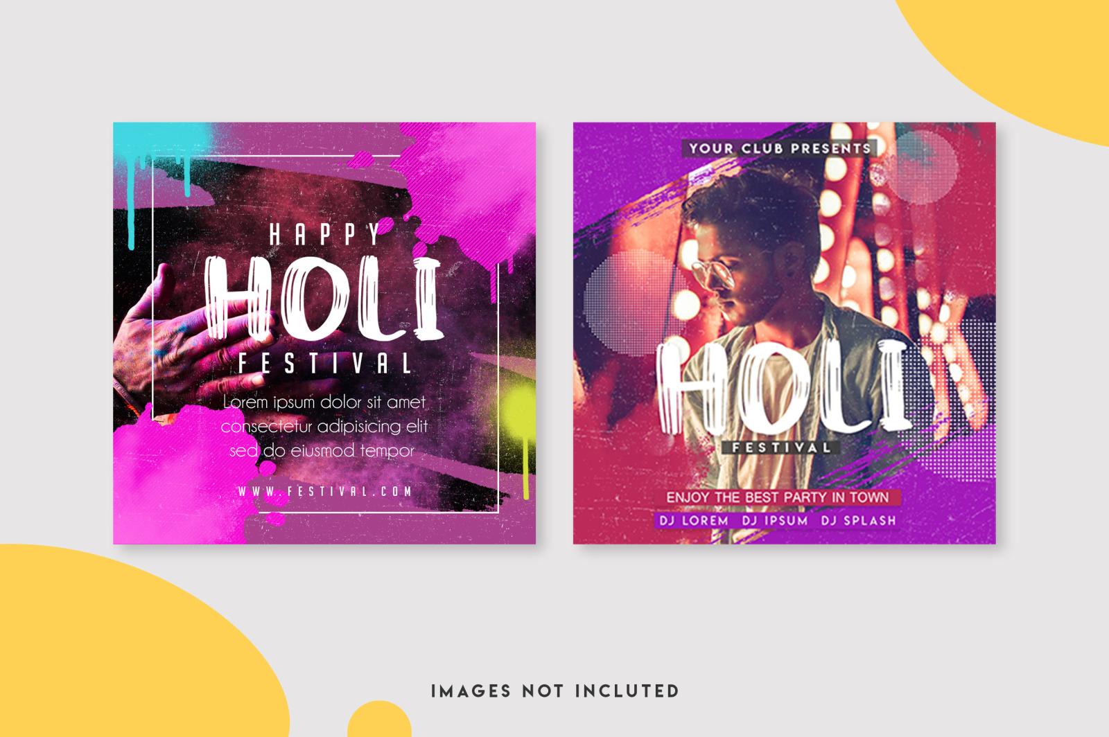 12 Holi festival instagram post template set