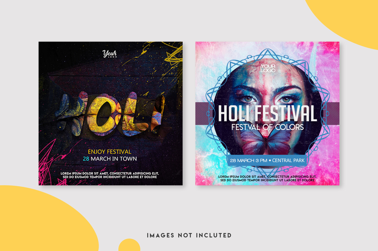 12 Holi festival instagram post template set