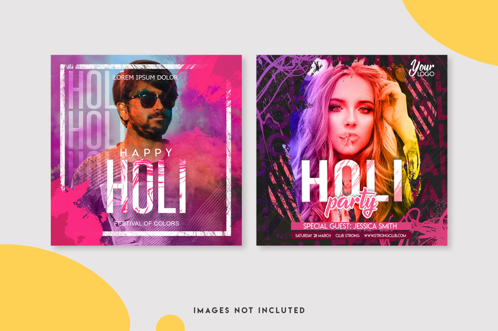 12 Holi festival instagram post template set