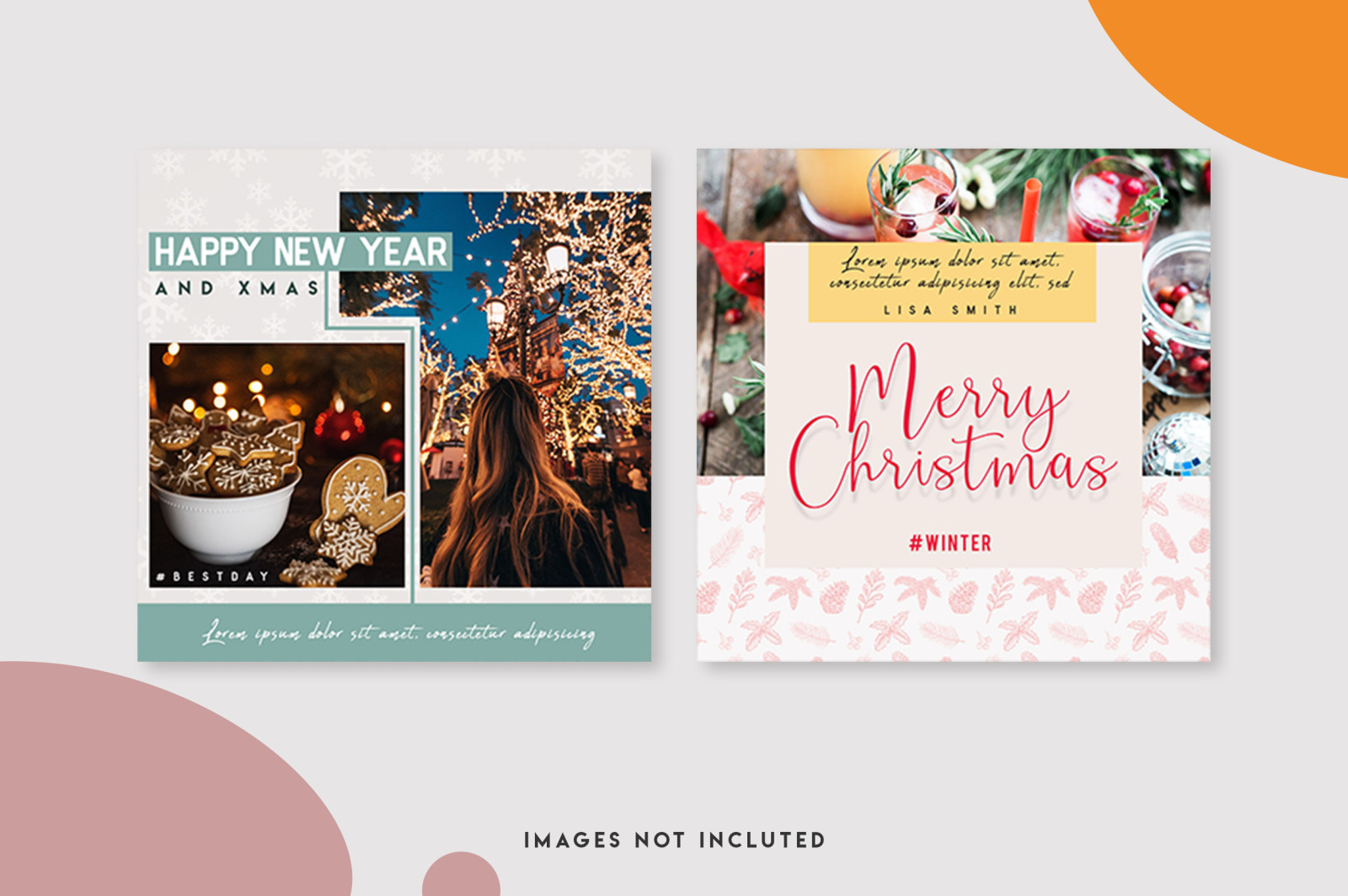 15 Christmas instagram post template set