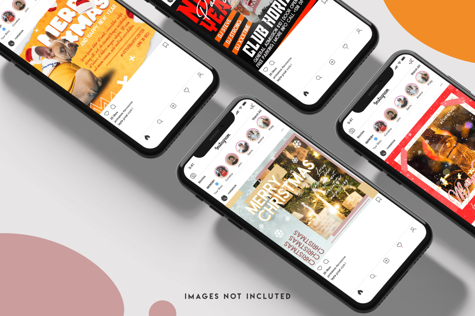 15 Christmas instagram post template set 15 Christmas instagram post template set