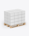 Wooden Pallet With Paper Boxes Mockup