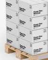 Wooden Pallet With Paper Boxes Mockup