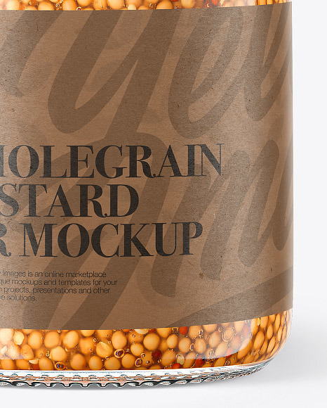 Glass Jar with Wholegrain Mustard Mockup