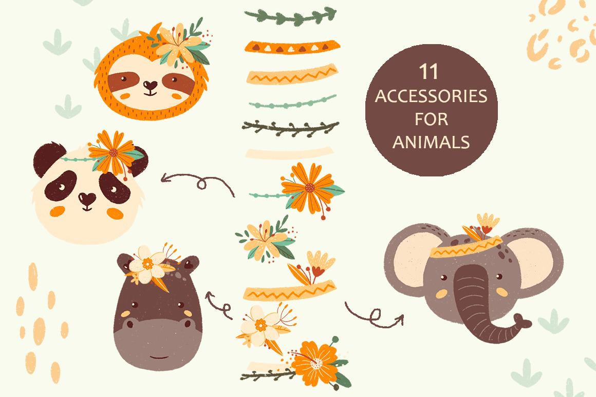 Jungle & Safari Portrait Animals Set Jungle & Safari Portrait Animals Set